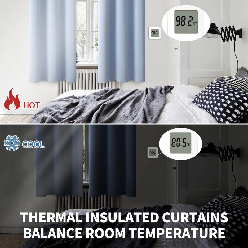 BGment Blackout Curtains for Living Room - Grommet Thermal Insulated Room Darkening Curtains for Bedroom, 2 Panels of 52 x 95 Inch, Spa Blue - Image 4